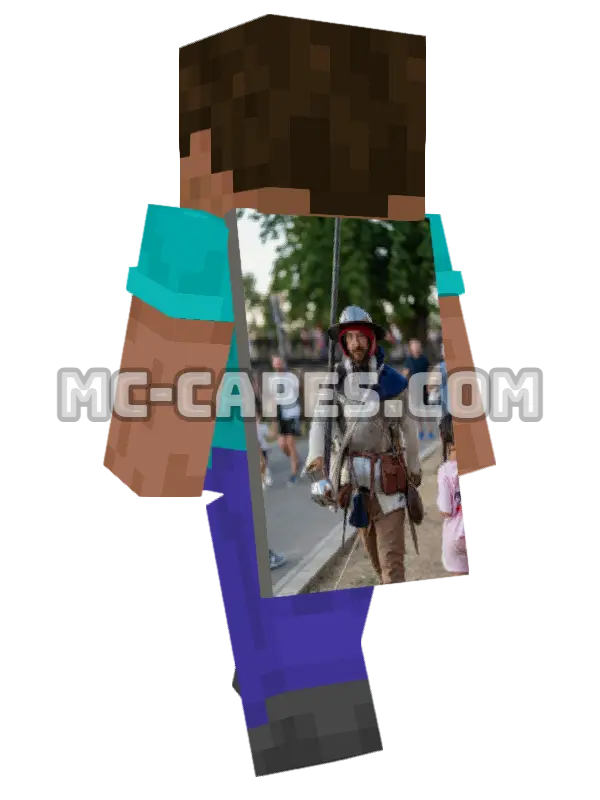 Medieval Soldier Minecraft cape worn on a player, seen from behind