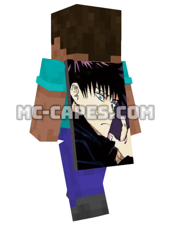 Megumi Fushiguro Minecraft cape worn on a player, seen from behind