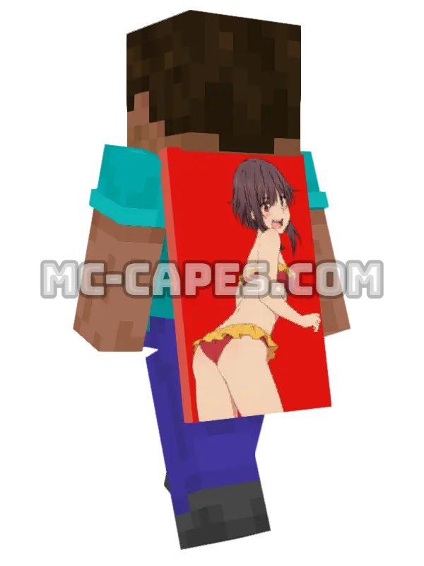 Megumin Bikini Minecraft cape worn on a player, seen from behind