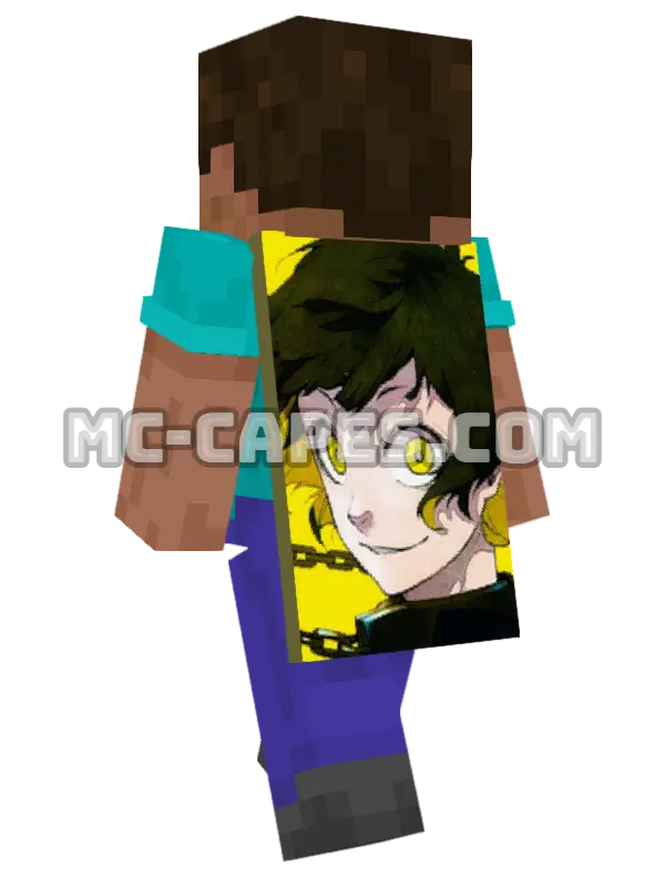 Meguru Bachira Minecraft cape worn on a player, seen from behind