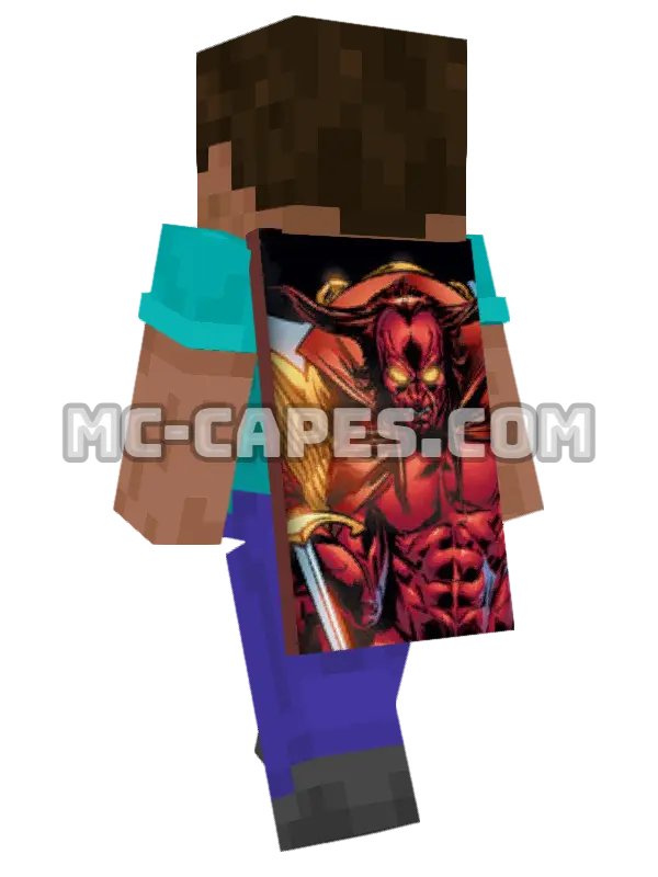 Mephisto Minecraft cape worn on a player, seen from behind