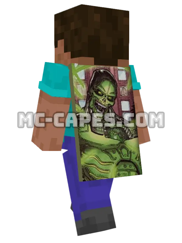 Metallo Minecraft cape worn on a player, seen from behind
