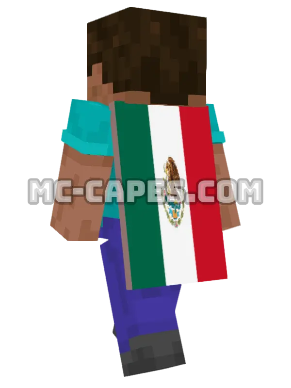Mexico Flag Minecraft cape worn on a player, seen from behind