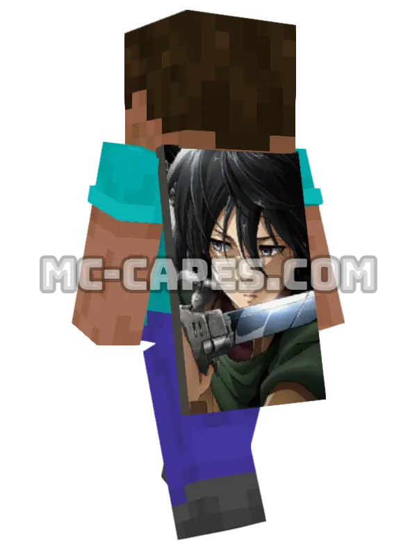 Mikasa Ackerman Minecraft cape worn on a player, seen from behind