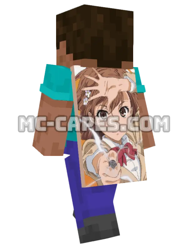 Mikoto Misaka Minecraft cape worn on a player, seen from behind