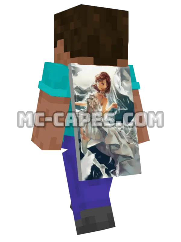 Mikoto Misaka Wedding Dress Minecraft cape worn on a player, seen from behind