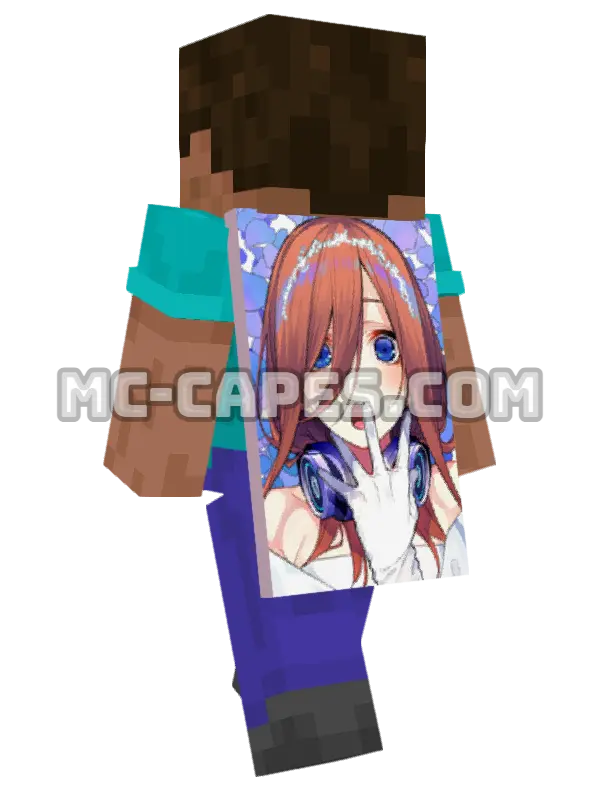 Miku Nakano Minecraft cape worn on a player, seen from behind