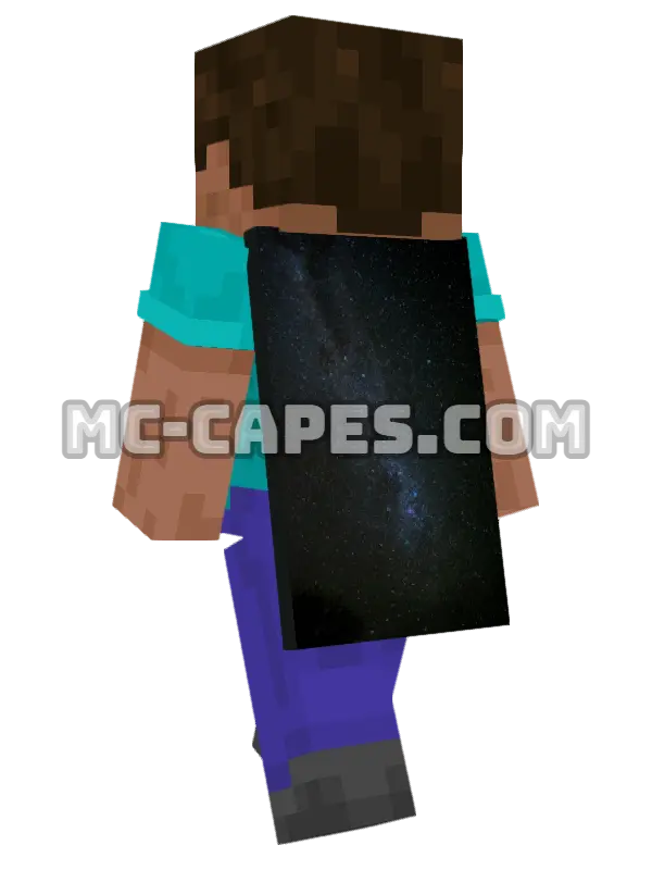 Milky Way Galaxy Minecraft cape worn on a player, seen from behind