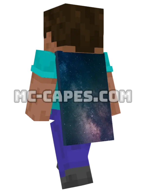 Milky Way Galaxy Minecraft cape worn on a player, seen from behind