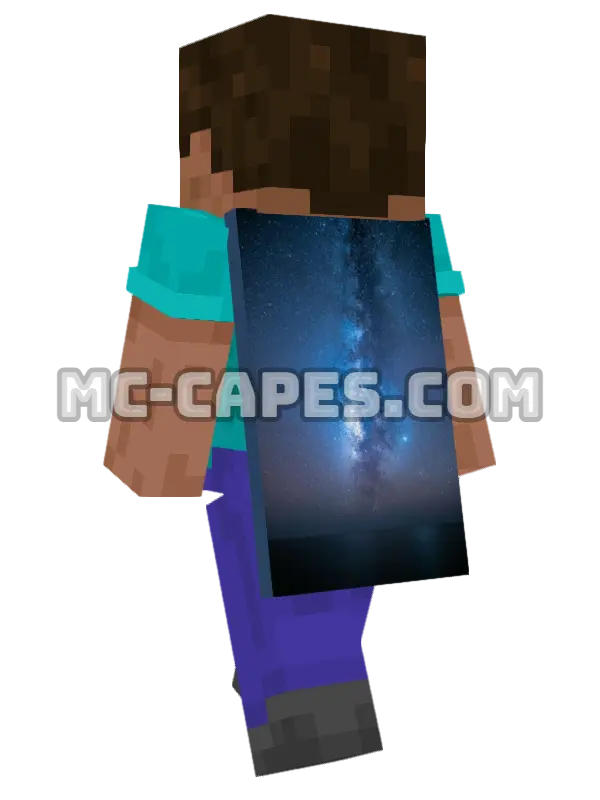 Milky Way Galaxy Minecraft cape worn on a player, seen from behind
