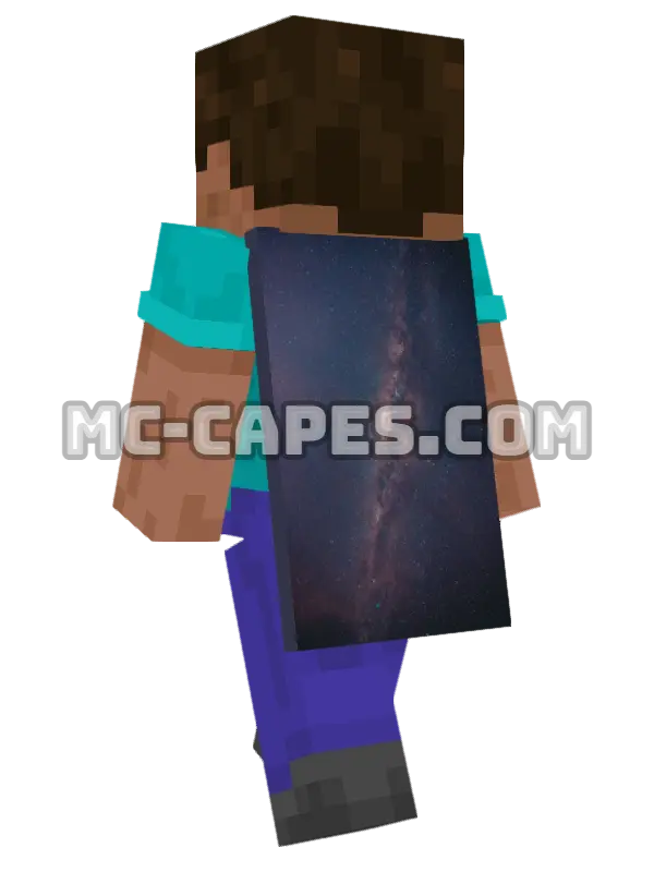 Milky Way Galaxy Minecraft cape worn on a player, seen from behind