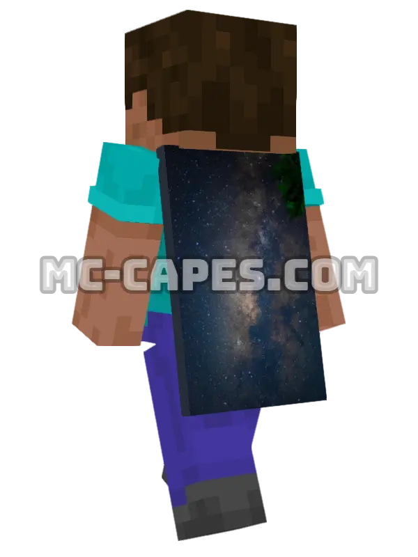Milky Way Galaxy Minecraft cape worn on a player, seen from behind