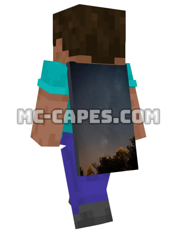 Milky Way Night Minecraft cape worn on a player, seen from behind