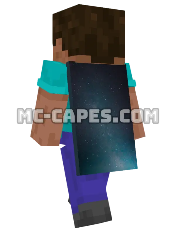 Milky Way Sky Minecraft cape worn on a player, seen from behind