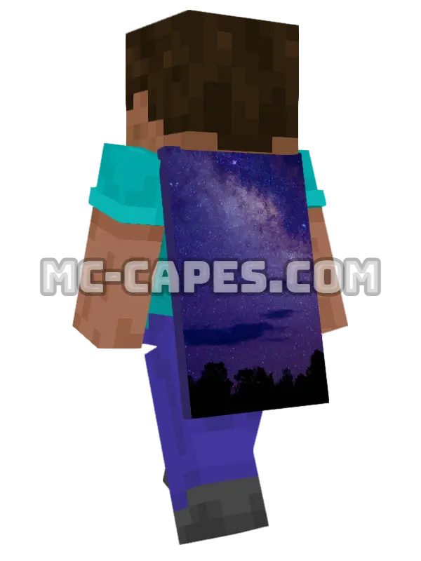 Milky Way Stars Minecraft cape worn on a player, seen from behind