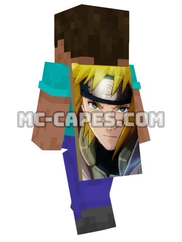 Minato Namikaze Minecraft cape worn on a player, seen from behind