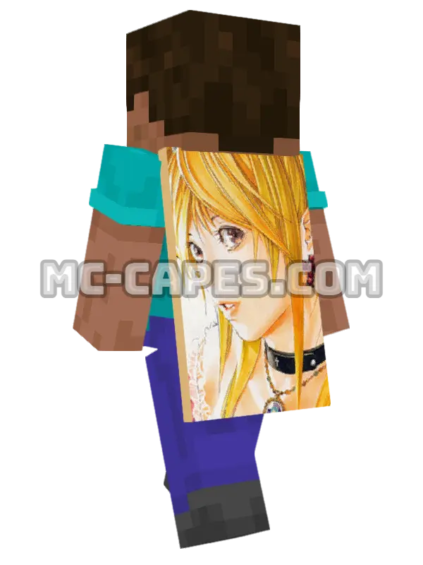 Misa Amane Minecraft cape worn on a player, seen from behind