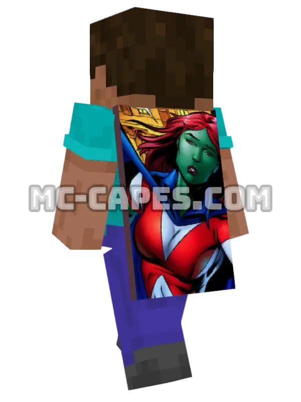 Miss Martian Minecraft cape worn on a player, seen from behind