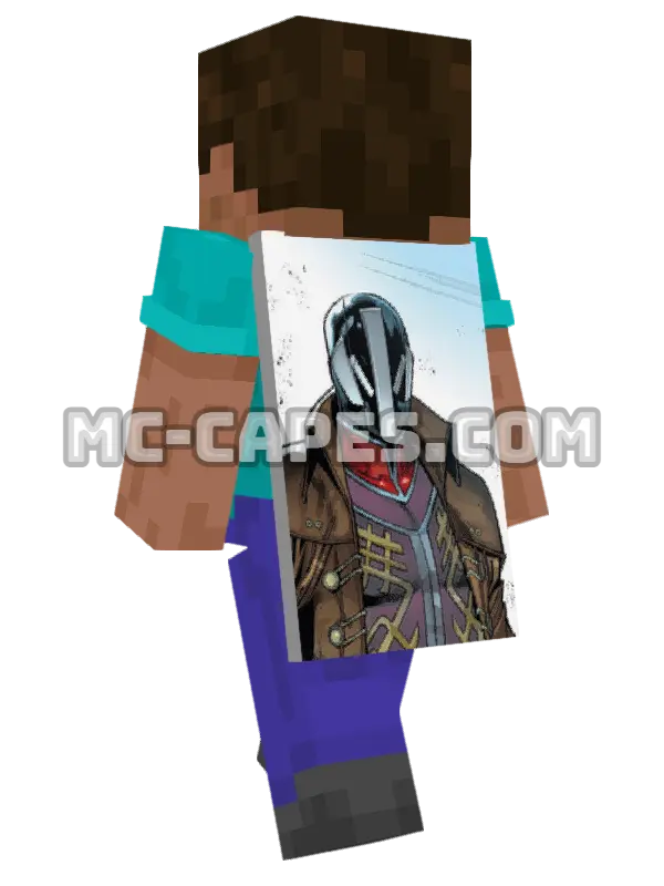 Mister Knife Minecraft cape worn on a player, seen from behind