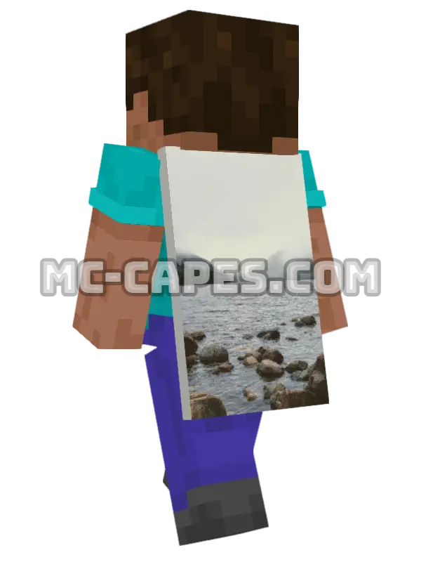 Misty Lake Minecraft cape worn on a player, seen from behind