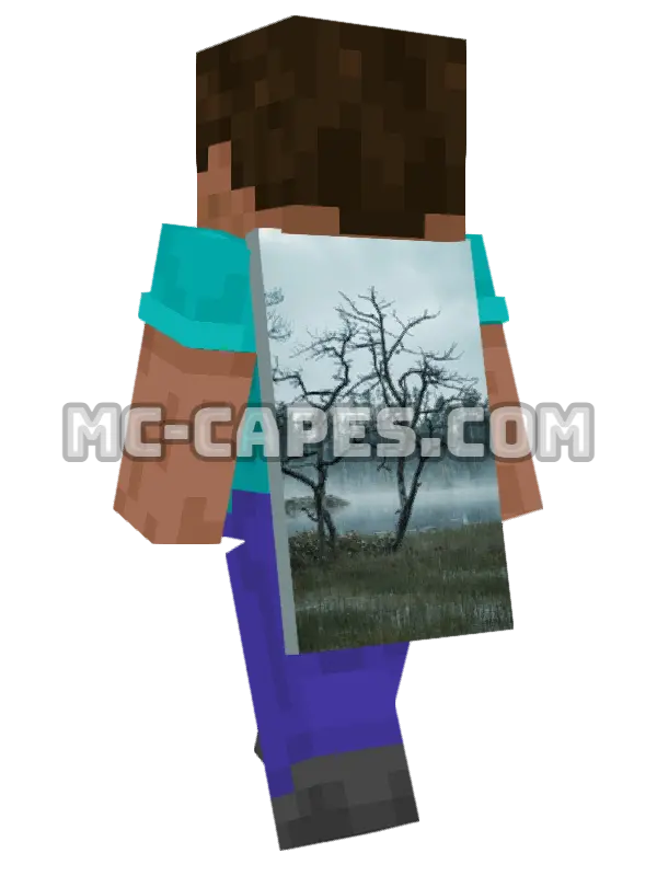 Misty Trees Minecraft cape worn on a player, seen from behind