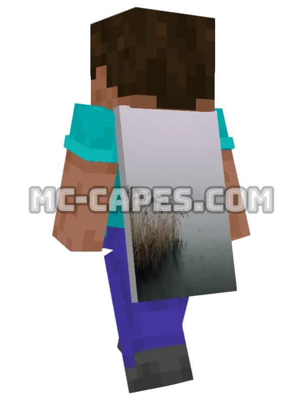 Misty Wetland Minecraft cape worn on a player, seen from behind