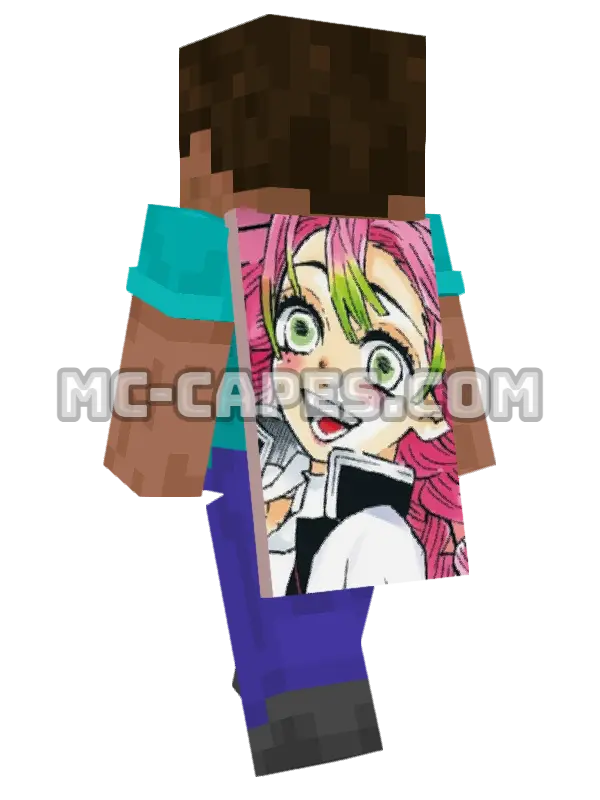 Mitsuri Kanroji Minecraft cape worn on a player, seen from behind