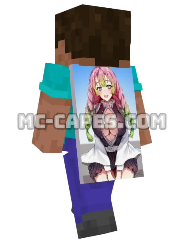 Mitsuri Kanroji Military Minecraft cape worn on a player, seen from behind