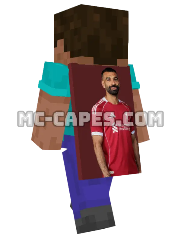 Mohamed Salah Minecraft cape worn on a player, seen from behind
