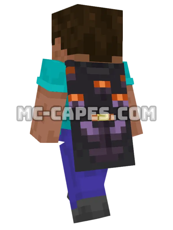 Mojang Office Minecraft cape worn on a player, seen from behind