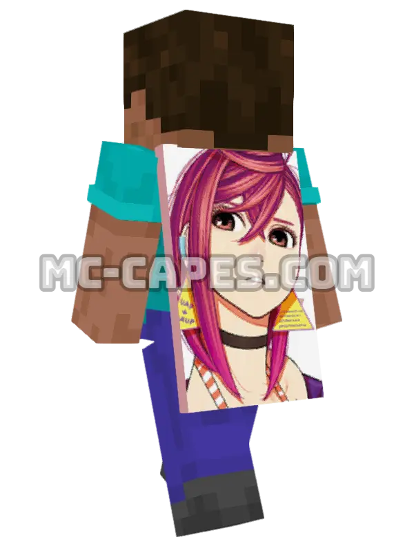 Momo Ayase Minecraft cape worn on a player, seen from behind