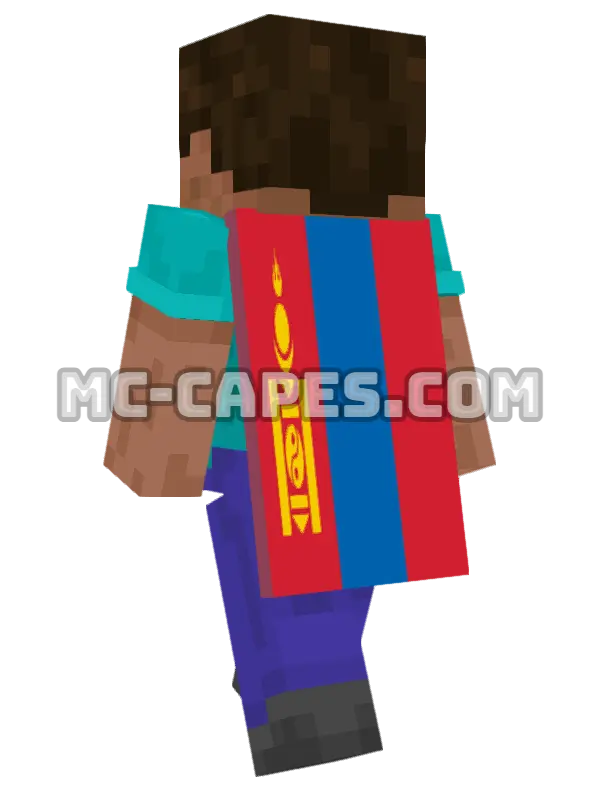 Mongolia Flag Minecraft cape worn on a player, seen from behind