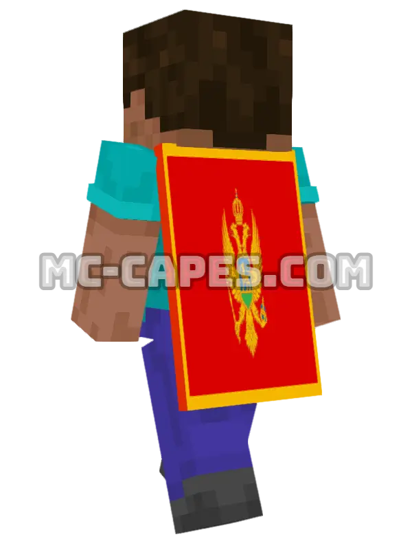 Montenegro Flag Minecraft cape worn on a player, seen from behind