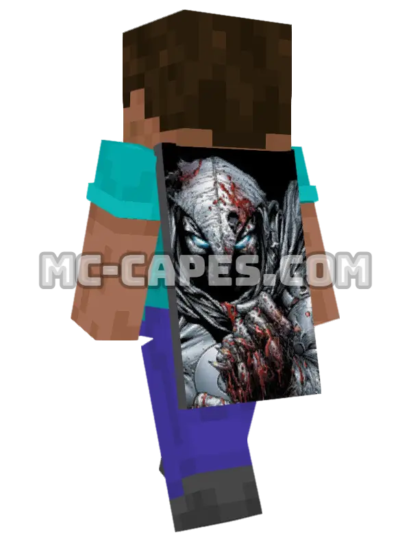 Moon Knight Minecraft cape worn on a player, seen from behind