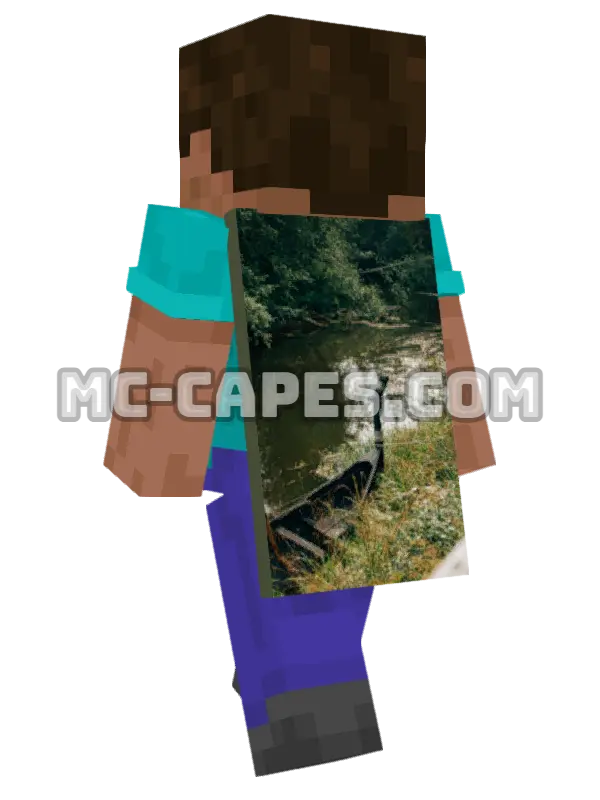 Moored Boat Minecraft cape worn on a player, seen from behind