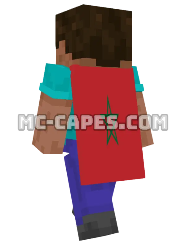 Morocco Flag Minecraft cape worn on a player, seen from behind