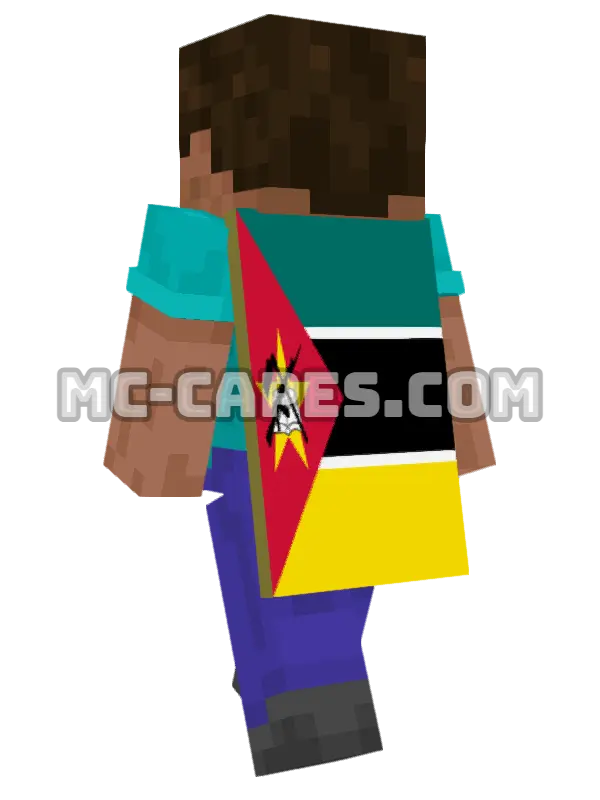 Mozambique Flag Minecraft cape worn on a player, seen from behind