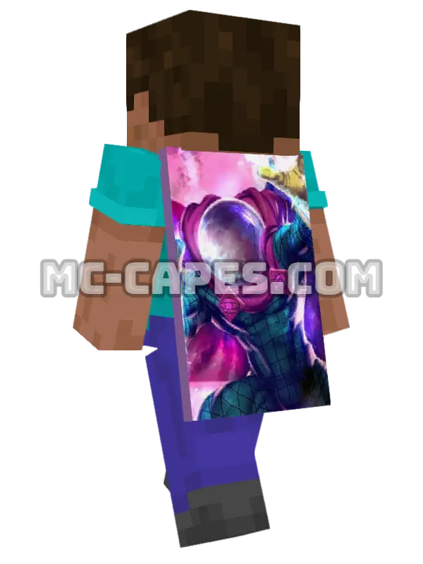Mysterio Minecraft cape worn on a player, seen from behind