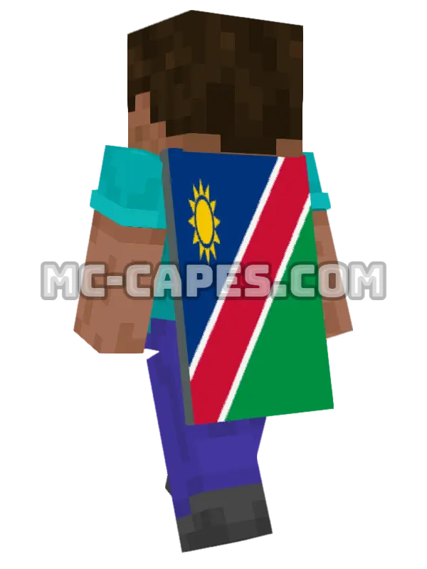 Namibia Flag Minecraft cape worn on a player, seen from behind