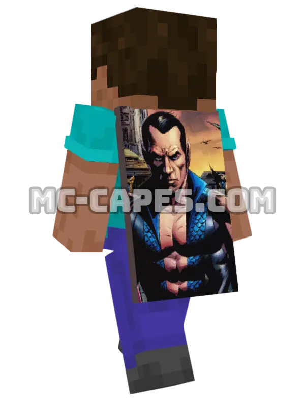 Namor Minecraft cape worn on a player, seen from behind