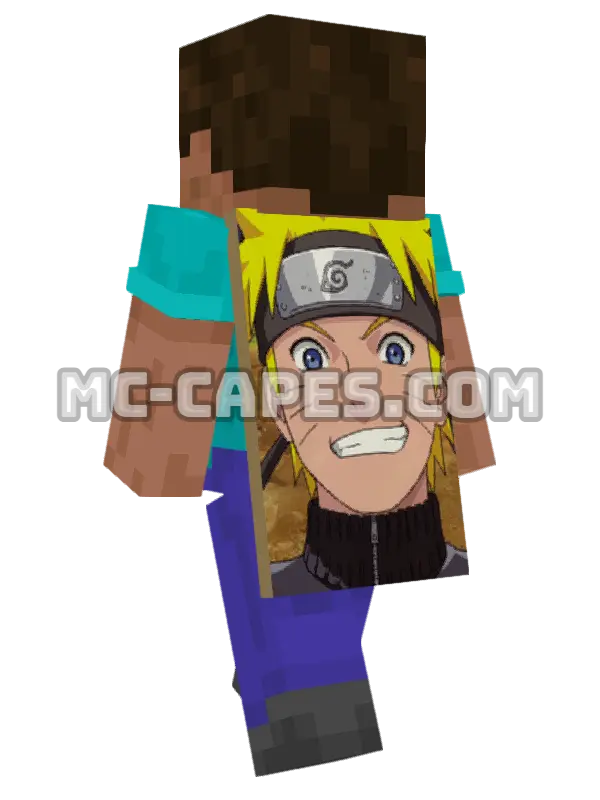 Naruto Uzumaki Minecraft cape worn on a player, seen from behind
