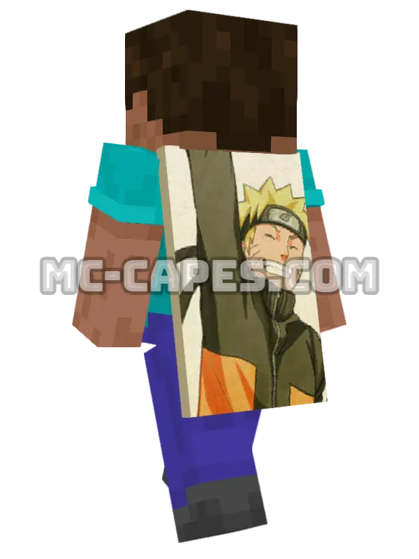 Naruto Uzumaki Minecraft cape worn on a player, seen from behind