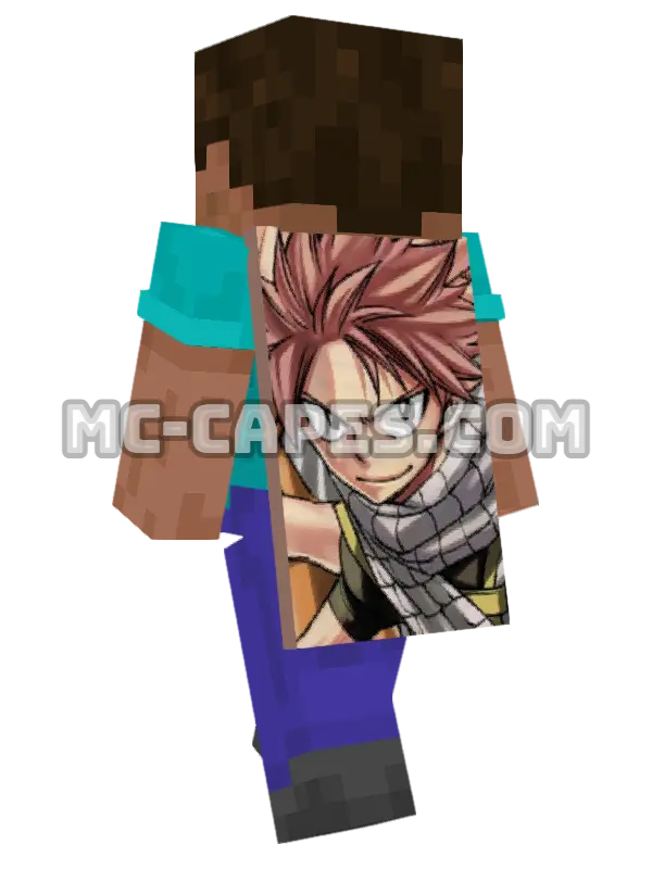Natsu Dragneel Minecraft cape worn on a player, seen from behind