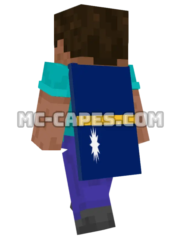 Nauru Flag Minecraft cape worn on a player, seen from behind