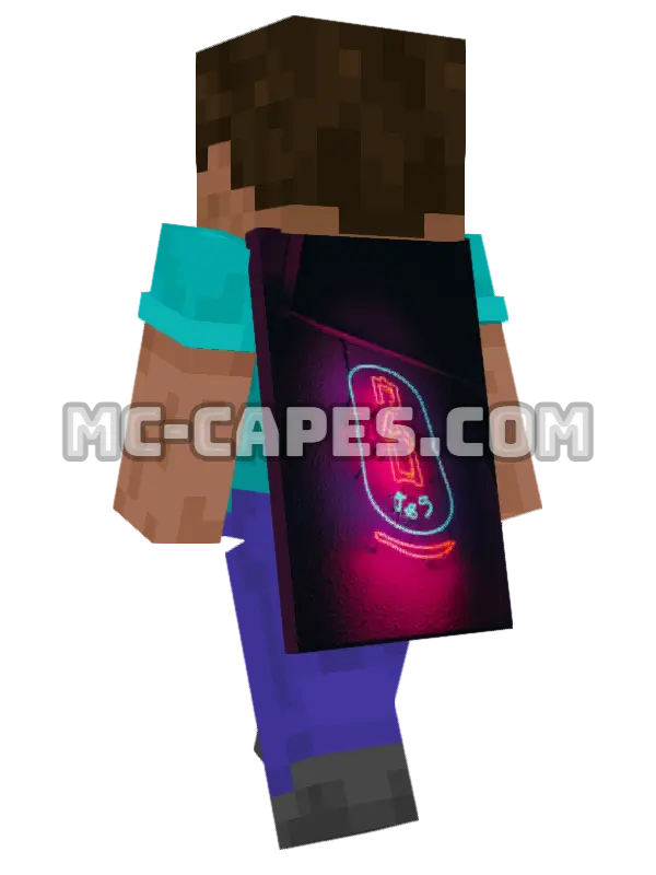 Neon Glow Minecraft cape worn on a player, seen from behind