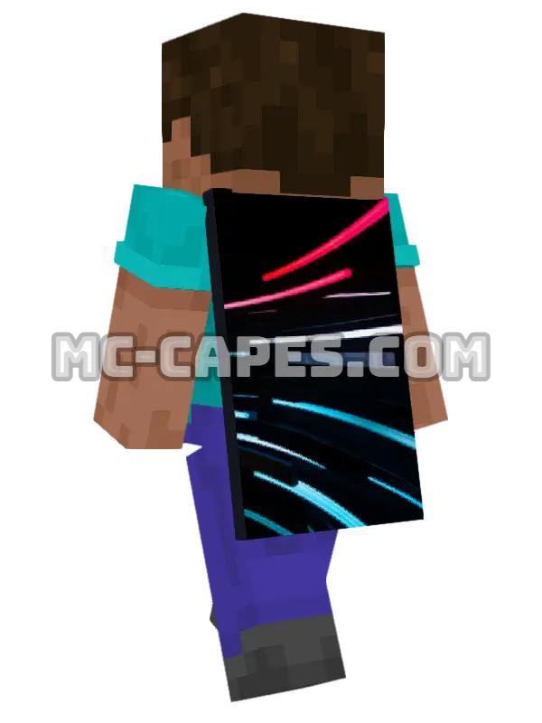 Neon Lights Minecraft cape worn on a player, seen from behind