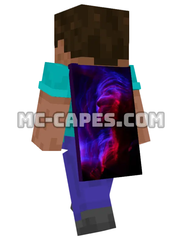 Neon Portrait Minecraft cape worn on a player, seen from behind