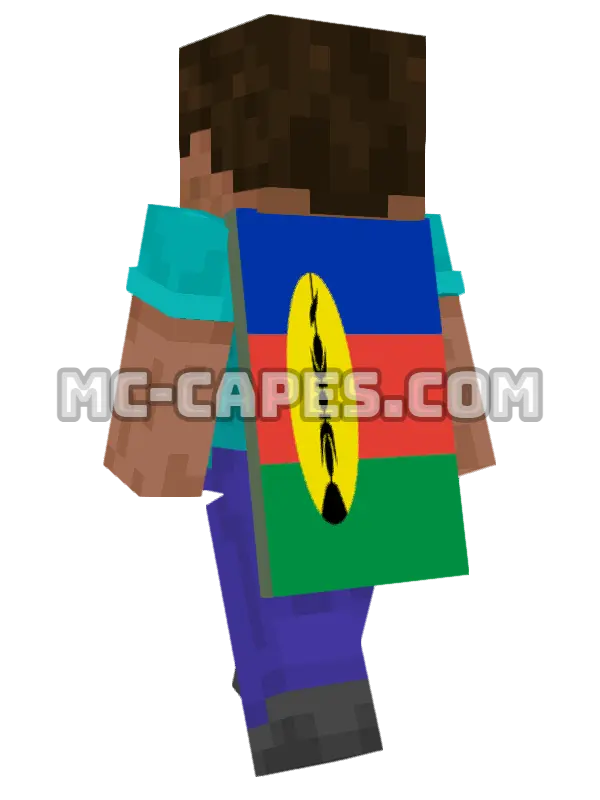 New Caledonia Flag Minecraft cape worn on a player, seen from behind