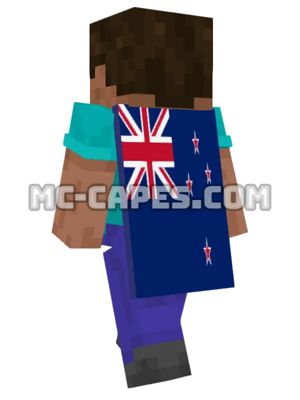 New Zealand Flag Minecraft cape worn on a player, seen from behind