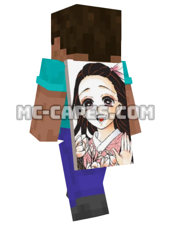 Nezuko Kamado Minecraft cape worn on a player, seen from behind